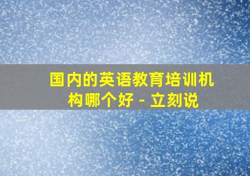 国内的英语教育培训机构哪个好 - 立刻说